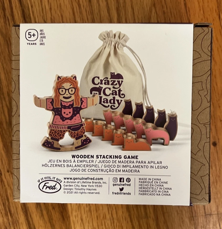 Crazy Cat Lady Wood Stacking Game New  - Image 2 of 2