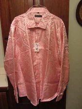 Barry.Wang Men's SIZE XL Shirt PINK Paisley Long-Sleeve NEW WITH TAG