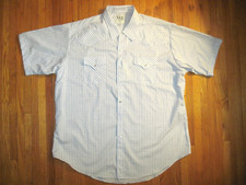 Ely Cattleman Blue/White Check Pearl Snap Short Sleeve Ranch Shirt 2XL NWT