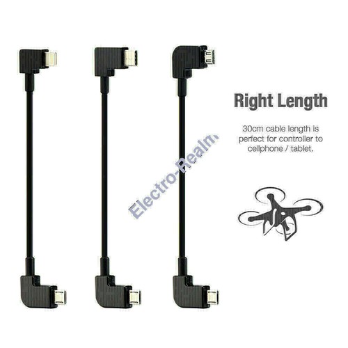 90° USB C Cable Type C OTG 30cm for DJI Spark Mavic Pro Mini 3 iPhone Android - Picture 5 of 8