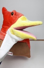 Aurora Plush Pterodactyl Dinosaur Bird Hand Puppet Orange Yellow White 9"