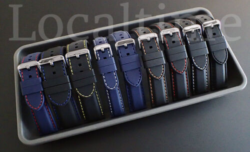 AUSVERKAUF Glatt Dick Silikon Gummi Uhrenarmband 18-28 mm 9 Farben Kombinationen - Bild 6 von 22