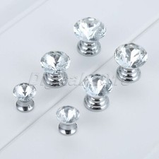 5pcs Crystal Glass Door Cabinet Pull Handles Furniture Jewelry Box Drawer Knobs