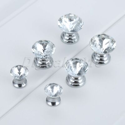 5pcs Crystal Glass Door Cabinet Pull Handles Furniture Jewelry Box Drawer Knobs