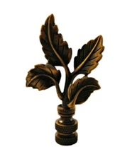 Lamp Finial-4 LEAVES-Aged Brass Finish, Highly detailed metal casting