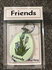 Sentiment Flower Keychain KeyRing, Friends, Fashion Craft Product #12635