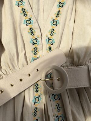 Nicholas dress Neesha Embroidery Beige Adobe Sz 4 S M NWT