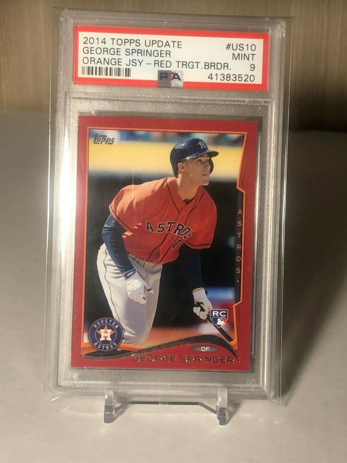 2014 Topps Update GEORGE SPRINGER Rookie Card TARGET RED BORDER PSA MINT 9