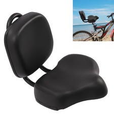Bike Saddle Seat + Backrest Bicycle Extra Wide Comfort Leather Cushion Soft Pad