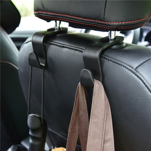 4Pcs Black Seat Organizer Holder Headrest Handbag Hook Powerful Storage Hanger - Picture 7 of 10