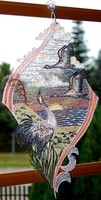 Plauener Spitze Fensterbild Maritim Kranich Fensterdekoration Fensterschmuck