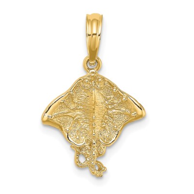 Real 10kt Yellow Gold 2-D Stingray Charm