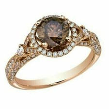 2Ct Lab Created Chocolate Diamond Engagement Wedding Ring 14K Rose Gold Plated
