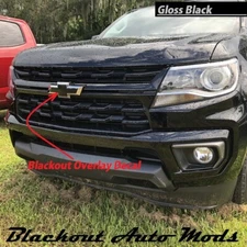 Gloss Black Vinyl BowTie Grill Emblem Overlay For 2021-22 Chevrolet Colorado