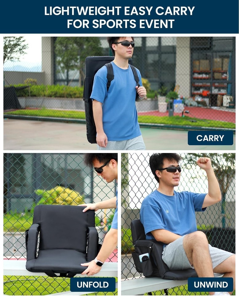 AllWeather Stadium Chairs with Back Support Perfect for Camping
