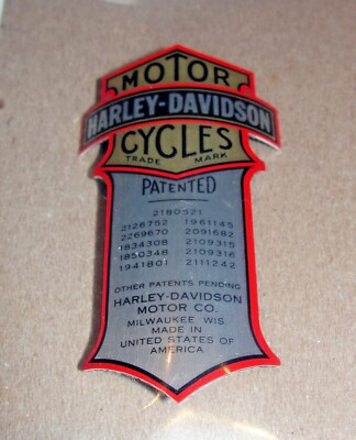 Harley Patented Shock Nameplate Curved Metal OEM Emblem