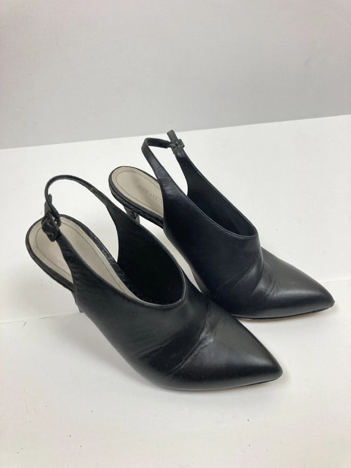 Botín Pour La Victoire para mujer negro con tira trasera tacones talla 6,5 Foto 3 de 4