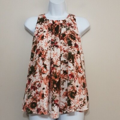 Prose & Poetry women blouse top floral M casual vacation office artwork Y2K