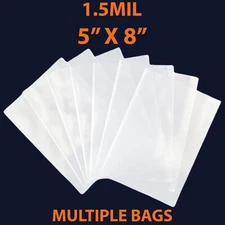 1.5Mil, 5" X 8" | LDPE Clear Flat Poly Bags, Flexible & Durable | Multiple Bags