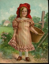 The Little Marketer Girl with Basket Advertising Card