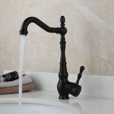 Black Oil Rubbed Brass Kitchen Sink Faucet Swivel Single Handle Basin Mixer Tap