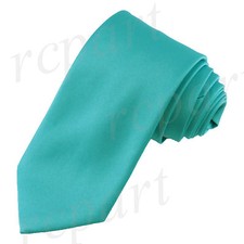New Vesuvio Napoli Men's necktie solid color 100 polyester wedding teal blue
