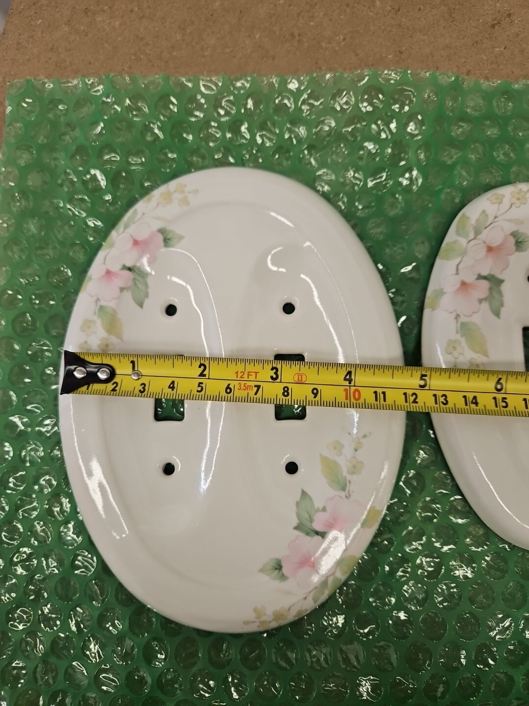 Linape Flower Blossoms Pink Green Cream Oval Porcelain Switch Plate