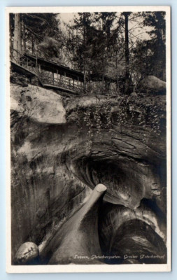 RPPC Luzern Gletschergarten Grosser Gletschertopf SWITZERLAND Postcard