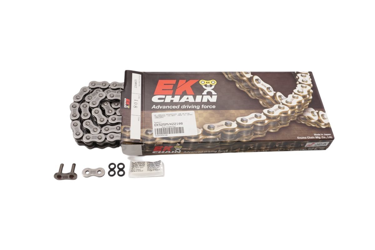 Chaîne EK 525MVXZ2 124 maillons QX-Ring pour moto 1000cc dore