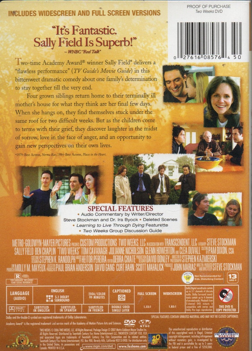 TWO WEEKS DVD-BOX1、TWO WEEKS DVD-BOX2 Two Weeks (DVD) w/Sally Field……..…full/widescreen ……….…BRAND