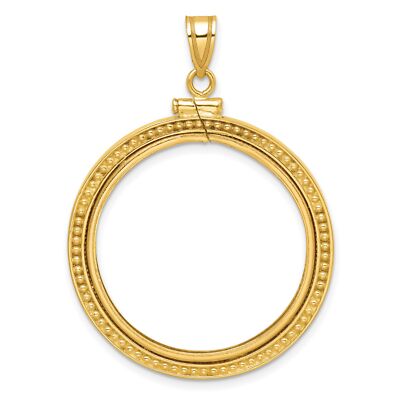 14k Yellow Gold Beaded Screw Top US $10 Indian Coin Bezel