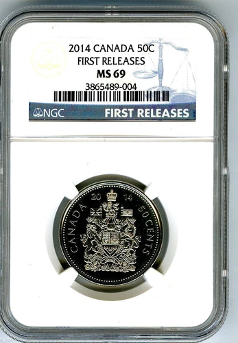 2014 CANADA 50 CENT HALF DOLLAR NGC MS69 FIRST RELEASES... SUPER RARE !!