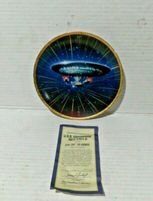 1994 USS Enterprise NCC-1701-D Star Trek The Voyagers Plate  w/COA