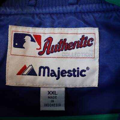 Majestic Jacket XXL Blue MILWAUKEE BREWERS Embroidered Satin