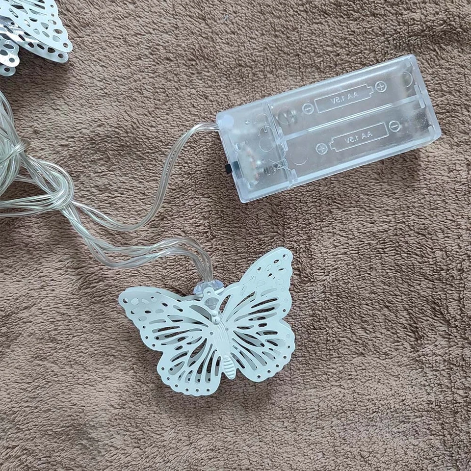 Penfly 1.65m 10LEDs Mariposa decorativa de metal Hada noche Mood Luz de cadena Foto 3 de 4