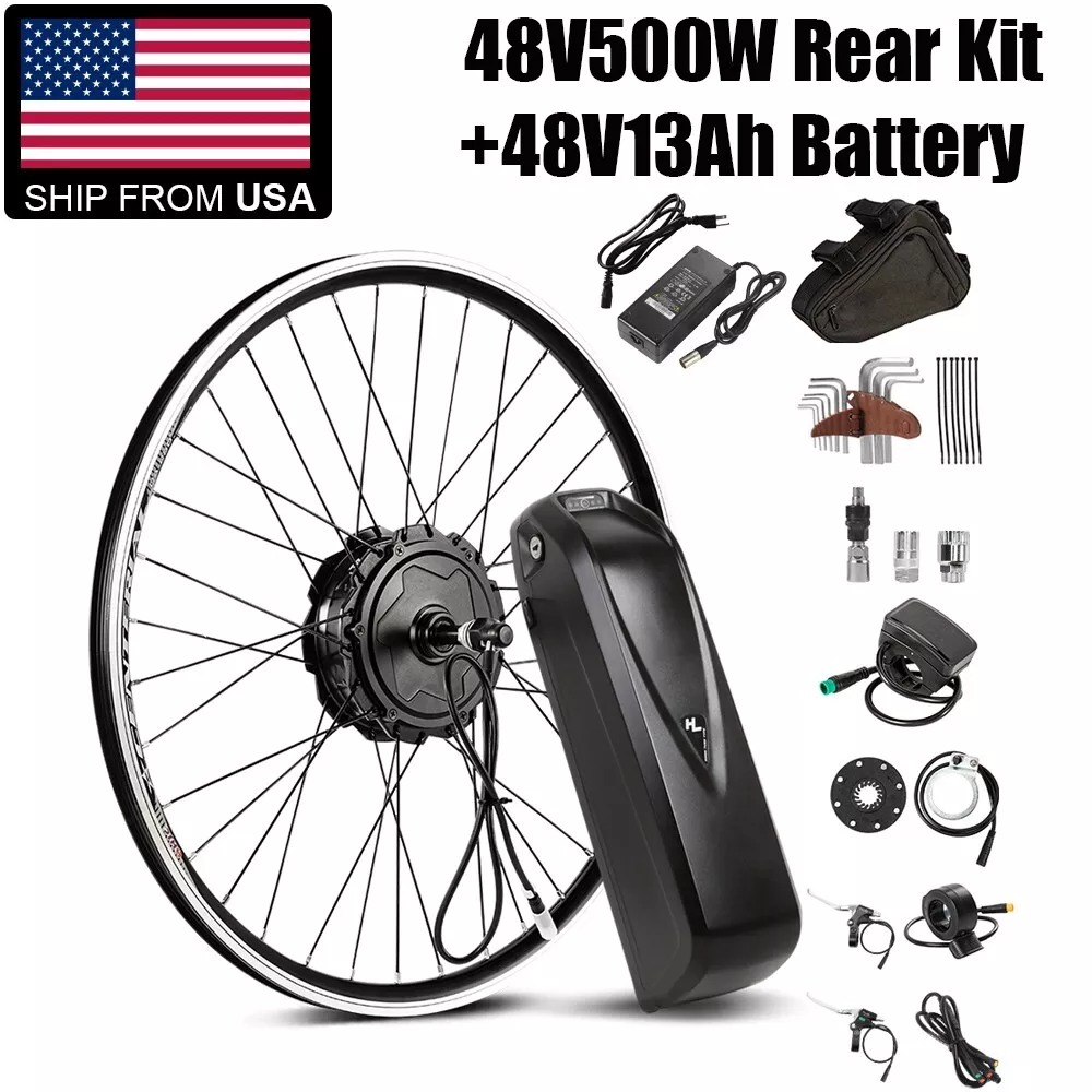 Electric Bike Conversion Kit 26inch 48V 500W E-Bike Motor Hub Wheel with Battery eBay