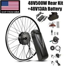 Electric Bike Conversion Kit 26inch 48V 500W E-Bike Motor Hub Wheel with Battery