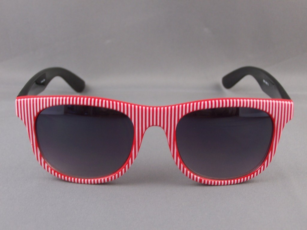 Red White stripe front Black risky business 80s style 