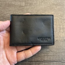 Coach Black Bifold Pebbled Leather Wallet ID ...