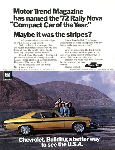 1972 Chevrolet Rallye Nova photo "Hudson River Cold Spring, NY" vintage print ad