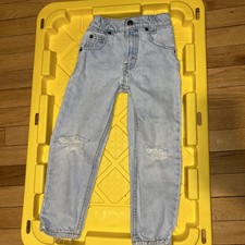 VINTAGE ORANGE TAB LEVIS KIDS LITTLE LEVIS SZ 6 SLIM DISTRESSED