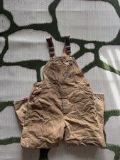 VTG 80 s Brown Carhartt Thrashed Duck Canvas Men s Overalls Double Knee 42x30
