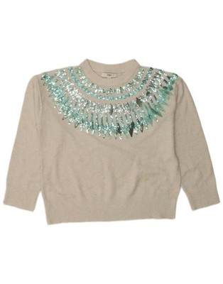 Marks & Spencer Womens Crew Neck Jumper Sweater UK 14 Medium Beige BS05