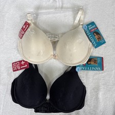 2 Vanity Fair Ego Boost Bras 34C Black/SweetCream Underwire Push Up 2131101 NWT