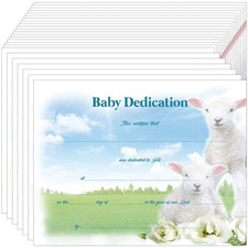 24 Pcs Coated Paper Baby Dedication Certificate for Church Baptism, Christening