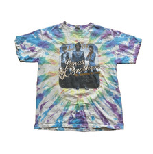 Rare 2 Sided Jonas Brothers The Burning Up Tour Live 08! Tie Dye T Shirt Kids M