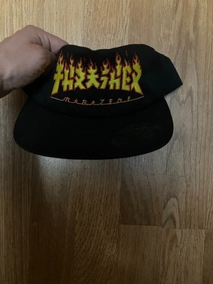 Thrasher Magazine GODZILLA FLAME Snapback Skateboard Hat BLACK