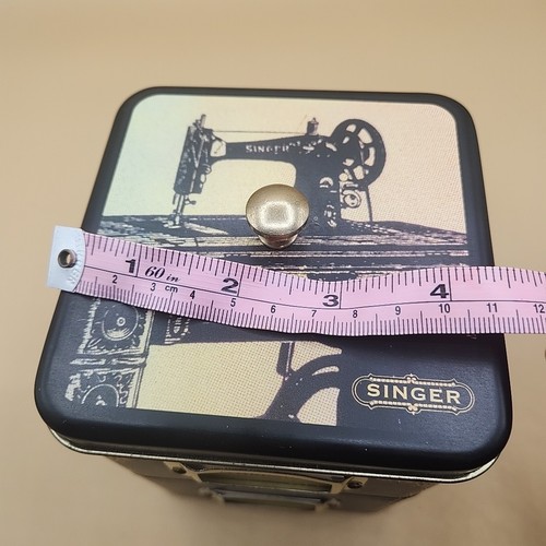 Reproduction Singer Sewing Tin Box Kit Craft Organizer 2 Stacking Bins Lid 5.5" - Picture 15 of 16