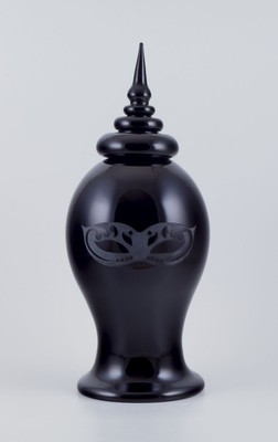 Roberto Cavalli für Murano. Bodenvase aus schwarzem Kunstglas.