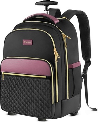 Rolling Backpack for Women, 17 Inch Laptop Backpack With Wheels for Adults, Larg